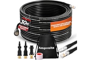 Ampvolts 30M Déboucheur Canalisation Haute Pression - 400 Bar/5800 PSI, Compatible avec Nettoyeurs Haute Pression karcher K2-K7, Lavor, Bosch - Pour un Nettoyage Facile des Tuyaux et Éviers Obstrués