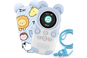 PINHUI 64GB Reproductor MP3 Bluetooth 5.3 con Altavoz, portátiles Lindo Panda de Dibujos Animados para niños,Radio FM, Sonido de Alta fidelidad sin pérdidas,Lanyard,Alarma,Reproductor Musica niños