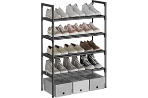 AcornFort® S-532 Étagère à Chaussures à 4 Niveaux, Range-Chaussure, Porte-Chaussure, Conception très Robuste,pour 12 Paires de Chaussures, 56 x 30 x 80 cm, pour entrée, Chambre à Coucher (Noir)