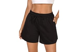 Demegimi Pantalon Corto Mujer,Pantalon Deporte Corto Mujer con 2 Bolsillos Laterales Verano Shorts Deportivos Mujer Pantalones Chandal Mujer Yoga Fitness