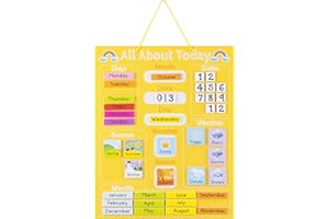 Navaris Calendario Didattico Inglese - Tabellone Magnetico Apprendimento Giorni Mesi Stagioni Clima con 41x Calamite - Gioco Educativo Bambini 3 Anni