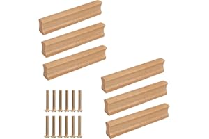 Taipintee 6 Stück Möbelgriffe Holz 96mm, Holz tür Küchen Griffe mit Schrauben, für Schränke, Bäder, Büros, Küchen, Möbel etc