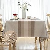 Arwllzz Washable Outdoor Tablecloth 100x100 White Tablecloths Square Beige Linen Tablecloth Waterproof Durable Scratch Resist