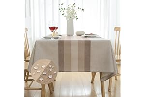 ARWLLZZ Mantel Rectangular Lino 240 x 140 Rayas Manteles Beige Moderno Lavable Exterior Mesa Antimanchas Rústico Protector Mesa Comedor Decorativo para Exterior, Navidad, Fiestas, Cumpleaños