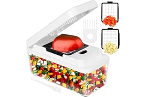 VIHOOM Taglia Verdure, Affetta Mandolina Verdure per Taglio Rapidamente e Uniformemente Dei Cubetti, Tagliaverdure con 2 Lame Intercambiabili per Carota, Patata e Cetriolo