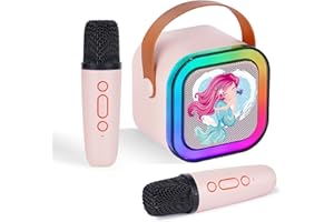 ‎DYNASONIC DYNASONIC A29 Karaoke z dwoma mikrofonami Głośnik Bluetooth Karaoke dla dzieci Elektroniczna zabawka dziecięca Prezenty dla dzieci w wieku 3-15 lat (MERMAID)