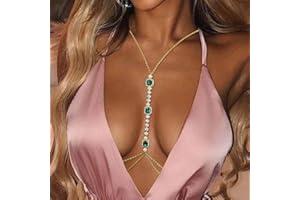 JUSTUSNX Grün Kristall BH Kette Mode Einfache Körper Kette Strass Sexy Bikini Nachtclub Körper Kette Zubehör für Frauen und Mädchen