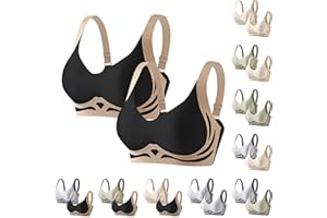 RIKAY Comfort Sports Bras for Women High Impact No Bounce Non Wi Large Busts Wireless Full Coverage Gym Exercise Yoga Running Athletic Workout Sportswear Stretch Support Bounce Control Bra