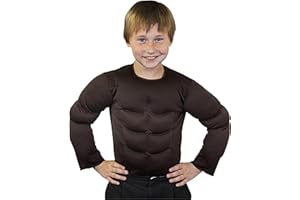 I LOVE FANCY DRESS Pecho MUSCULADO Falso Marron para NIÑOS(ESTANDAR)