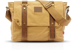 FANDARE Rétro Messenger Bag Sac Bandoulière Laptop Briefcase Sacs Portés épaule Sac de Sport Travail Ecole Cartable Toile