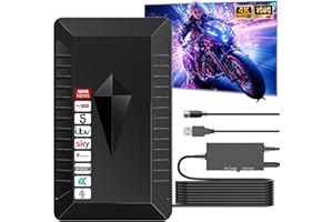 PEOGHMO Antenna TV Interna Amplificata Potente e Portatile,650KM+ Antenna Digitale Terrestre da Interno/Esterna Amplificata Potente Supporto 4K 1080p DVB-T/DVB-T2 VHF UHF, Cavo Coassiale 10M