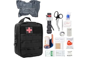 GBKDQQ Kit de premiers secours en plein air, 46 pièces, kit de premiers secours militaire, sac tactique médical, équipement de survie, sac de premiers secours pour l'extérieur, la maison, la voiture, le