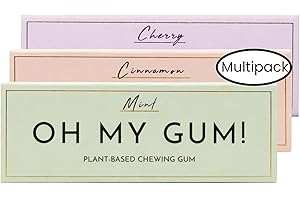 OH MY GUM! Natural Chewing Gum Multipack with Cherry, Mint, & Cinnamon (10 Pieces/Pack) | 100% Plant Based Aspartame Free Chewing Gum | Award Winning Sugar Free Chewing Gum & Good for Teeth |