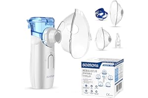 BORNOVA Nebulisateur aerosole bébé Rechargeable Mesh Inhalateur électrique vapeur nasal rhume Enfant Adulte Masque chambre inhalation Nébuliseur aerosol Portable bebe medical