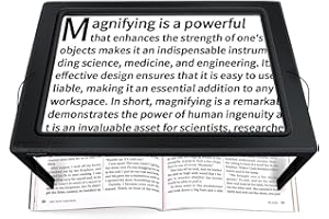 OBOVO Hands-Free Lupe mit Licht, große Full-Page rechteckige 3X Lupe mit 12 beleuchteten LEDs Foldable Desktop Portable 2 Power Supply Modi für Low Vision und Senioren (Schwarz)