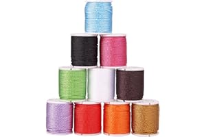 PH PANDAHALL PandaHall 10 Rollos Nylon Cordón de Hilo de Reborde 10 Colores 1 mm Cordón de macramé Sedoso Cordón Trenzado para Pulsera Collar Fabricación de Joyas Cadena