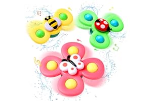 Hooku 3 Pcs Suction Cup Spinner Toys, Baby Fidget Toy, Spinning Toys for Toddlers 1-3, Sensory Early Education Bathtub Toy Dining Chairs Birthday Gifts Boy Girl