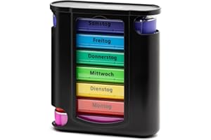 ‎FOUBISS Foubiss Tablettenbox 7 Tage – BPA-frei – 4 Fächer täglich – Pillendose für unterwegs – Medikamentenbox für morgens, mittags, abends, nachts – seniorenfreundlich