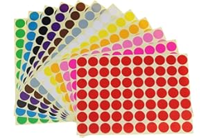 RMEET Autocollantes Rondes Étiquett,19mm Autocollants à Pois Colorés 16 Feuille Gommettes Autocollants pour Calendriers Manuel Bureau