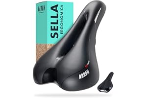 AARON Sella per bicicletta da trekking in gel ergonomica e confortevole, per uomo e donna, colore nero, per trekking, mountain bike, bici da turismo, bici elettrica