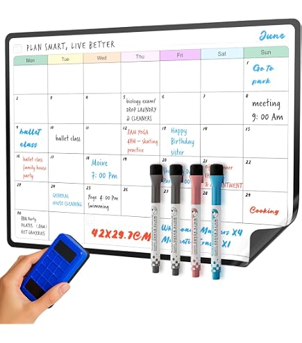 Calendrier Repas Tableau Planificateur SmartPanda - Calendrier Magnétique Pour Repas/Tâches - Version Espagnole - 30x43cm Planificateur Familial