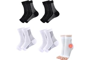 KURYT Functional Socks for Neuropathy 4 Pairs Neuropathy Socks Men Plantar Fasciitis Socks Prevent Ankle Injuries Neuro Socks for Men Women Socks for Neuropathy Pain Ligament Damage Sprained Ankle Weak