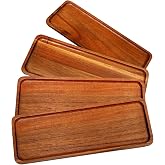 Sxutop 4 Pieces Acacia Wood Trays, Rectangular Plates, 29 x 11 cm | Natural Wood Tray, Decorative Trays, Versatile, Serving T