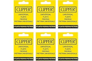 DSK 54 x Clipper Universal Lighter Flints | Reusable Lighter Flint Refill | (6 Packs of 9 Flints)