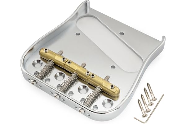 Musiclily Ultra 54mm Välvd Telestall med 3 Kompenserade Mässingssadlar och Mässingsplatta för Telecaster Style Elgitarr, Krom