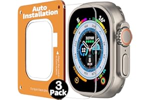 Uluck 3 Stück Panzerglas Kompatibel Apple Watch Ultra 3 (2025)/ Ultra 2/ Ultra 49mm, 3 Stück 9H Displayschutz mit Auto-Ausrichtungskit, Blasenfreie, Wasserdicht, Kratzfest