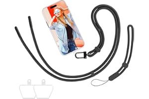 mylovetime Handykette, Universal Handyband zum Umhängen kompatibel mit meisten Smartphones 1 Halsband + 1 Handschlaufe verstellbar und abnehmbar Schwarz