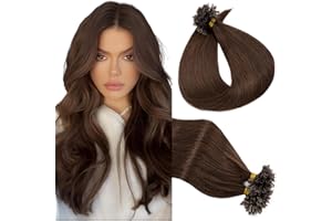 Elailite Extension Capelli Veri Cheratina Lunga Durata 100 Ciocche 50g #4 Marrone Cioccolato - 50cm 100% Remy Human Hair Pre Bonded U Tip Nail Hair Naturali Lisci