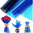 Cellophane Wrap Roll, Width 40cm x 30m Long 3.5 Mil Thick Transparent Red Flower, Gifts, Baskets, Treats, Cellophane Wrapping Paper, Colorful Cello Craft Christmas Holiday Decoration (Blue)
