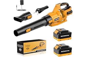JYGMPRO Soffiatore a Batteria, 21V Soffiatore Foglie Elettrico con 2 Batteria da 4,0Ah, 3 Velocità Regolabili, 2 Ugelli, Tracolla per Foglie, Neve, Polvere e Detriti