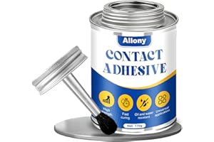ALLONY Cola de Contacto, Pegamento Fuerte, Impermeable, Pegamento con Pincel, pegamento Multiusos, Adhesivo para Reparar Diversos Materiales, Adecuado para Cuero, Caucho, Plástico, Madera, 170g