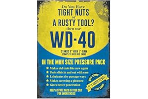 LBS4ALL WD-40 Metal Sign Plaque - WD40 Tight Nuts Garage Workshop Man Cave Joke Funny