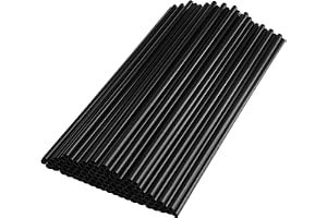 Set med 100 svarta återanvändbara sugrör 26 cm x 6 mm | Långa sugrör återanvändbara, lämpliga för cocktails, kaffe, mjölk, fruktjuicer, fester, barer och kaféer
