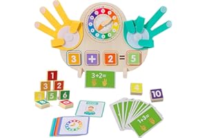 Pellinch Giocattoli di matematica in legno, apprendimento di conteggio per bambini, giocattolo matematico contare, giocattolo educativo prescolare, giochi di matematica Montessori per 3 4 5 6 ragazzi
