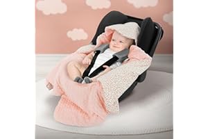 Joyz Manta con Capucha para Bebé 84x84cm 100% Algodón Lily con Minky Albaricoque Saco de Doble Cara para Accurucarse Toda la Temporada Universal Portabebés Ideal para el Cochecito o Silla de Paseo