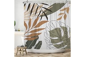 Bovlleetd 152x183cm Astratto Pianta Tenda da Doccia Lavabile Tenda da Bagno Bohémien Tenda da Bagno Botanica Tropicale Metà del Secolo Arte Tenda da Doccia Tenda da Bagno Impermeabile con Ganci