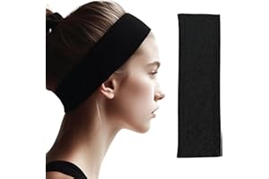 WONDERCAT LONDON Premium 9 cm Wide Black Sweat Headband - 95% Cotton, 5% Lycra for Ultimate Comfort and Performance For Women & Men Yoga Hair Bands Unisex Kylie Bandeau Sweatband