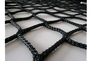 REDES DEPORTIVAS ON LINE Redes de protección y Seguridad de Polipropileno Negro sin Nudos 3 mm Malla 45. para Balcones, terraza, pasamanos etc … (6mx2m)