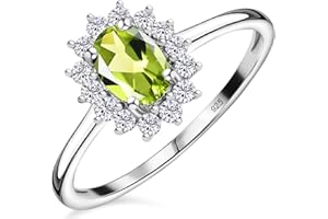 TJC Halo Engagement Ring for Women in 925 Sterling Silver with Amethyst, Apatite, Citrine, Peridot, Emerald, Garnet, Ruby, Topaz, Sapphire, Opal, Aquamarine Ladies Rings