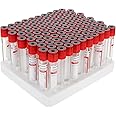 iplusmile 100pcs 10ml Glass Blood Collection Tubes Vacuum Blood Tubes with Screw Cap Negative Pressure Tub Glass Centrifuge Tubes Laboratory Tubes, Red, 10x1.5cm