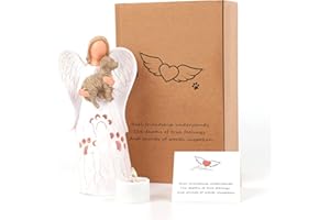 ACTLATI Dog Angel Figurines of Friendship, Angel Figurines Candle Holder Statue with Flickering LED Candle, Dog Memorial Gifts, Pet Loss Gifts,Dog Remembrance Gift,Sculpted Hand-Painted Figure(Candlestick)