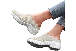‎FANNYFUNY Fannyfuny Damen Plateau Sneaker Sportlich Stahlkappenschuhe rutschfeste Lässige Slip On Walkingschuhe Straßenlaufschuhe Atmungsaktive Casual Große Größe Für Sport Trekking Workout