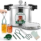 Huanyu Olla a presi&oacute;n de 22 litros con pesas de presi&oacute;n de 5, 10 y 15 PSI, compatible con cocinas de inducci&oacute;n y de gas. Olla