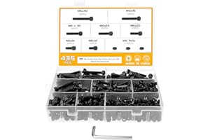 Faankiton 435Pcs M6x12-40mm Assortiment de Vis 6 Pans, Vis avec Écrous Assortiment, Vis à Tête Cylindrique à Six Pans Creux en Acier Carbone 12.9, Assortiment d'Écrous et Rondelles avec Clés