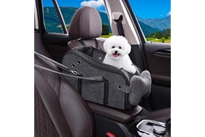 Excefore Pet Console Car Seat, for Small Dogs and Cats Detachable Armrest Booster with Anti-Collapse Safety Design, Soft Cushion, Adjustable Straps Safety Hooks