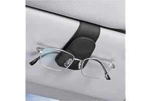 Adunsiaoto Auto Magnetischer Leder Brillenhalter Clip, Brillenhalter für Auto Sonnenblende, Leder Auto Visier Zubehör Sonnenbrillen Halterung Magnetische(Schwarz)